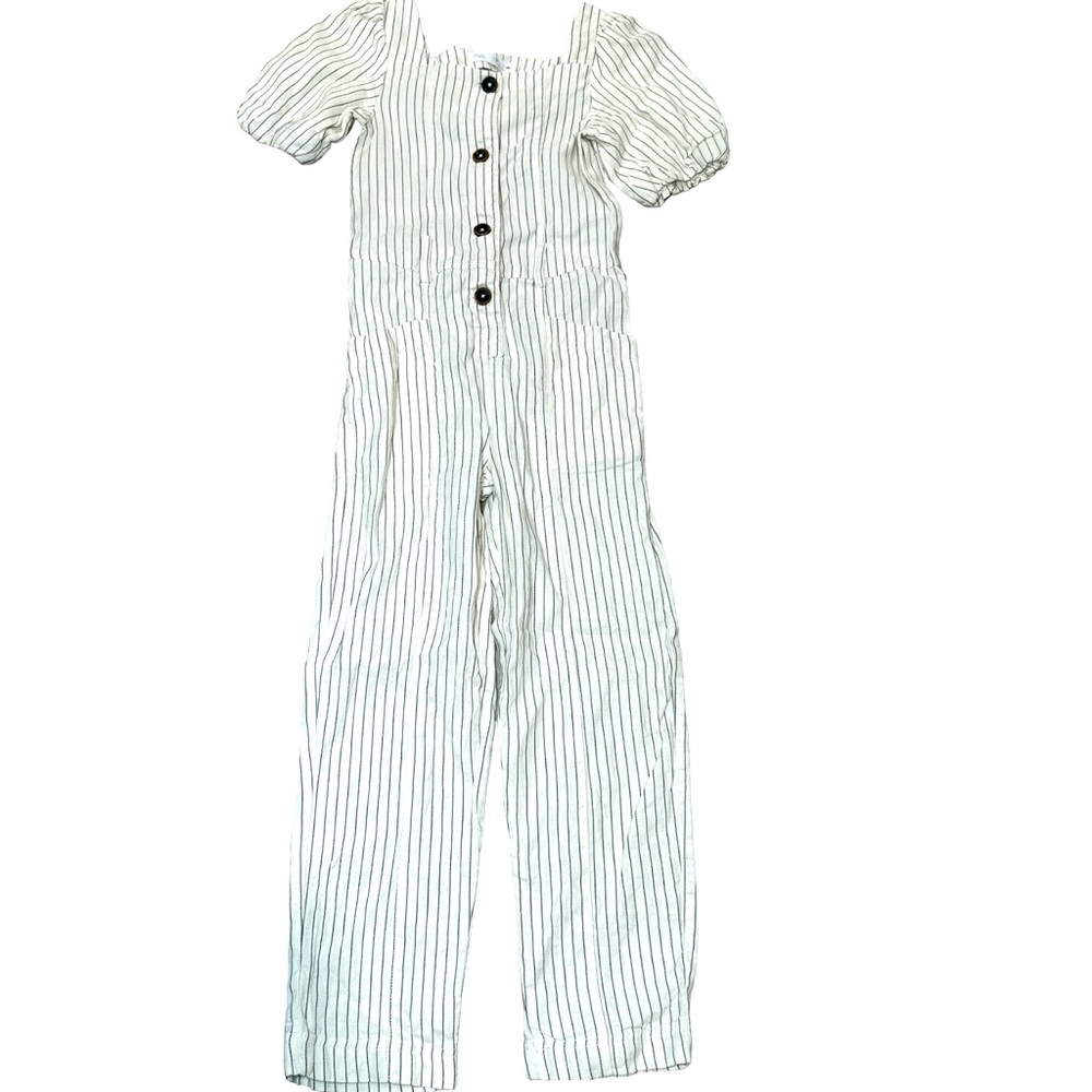 Zara striped linen jumpsuit